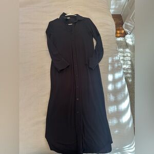 Nordstrom Classic Navy Long Sleeve Shirt Dress